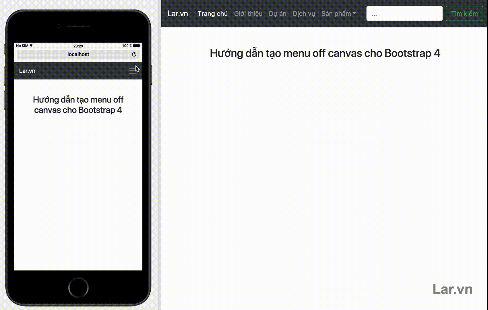 Tạo menu trượt ngang ( off canvas ) hiện đại cho Bootstrap 4